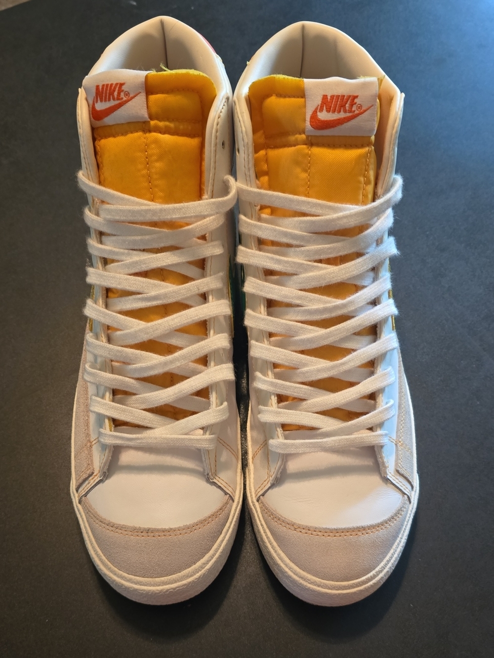 Nike Men’s High-Top Sneakers White with Yellow and Orange Accents